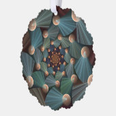 Abstracte fractale kunst met diepbruin leistblauw ornament kaart (Links)