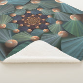 Abstracte fractale kunst met diepbruin leistblauw sherpa deken (3/4)