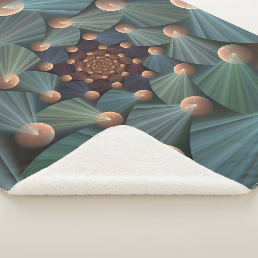 Abstracte fractale kunst met diepbruin leistblauw sherpa deken (3/4)