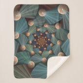 Abstracte fractale kunst met diepbruin leistblauw sherpa deken (Voorkant)