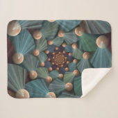 Abstracte fractale kunst met diepbruin leistblauw sherpa deken (Voorkant (horizontaal))