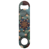 Abstracte fractale kunst met diepbruin leistblauw speed flessenopener (Achterkant)