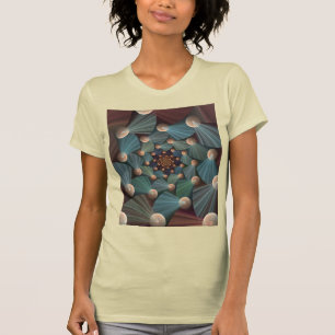 Abstracte fractale kunst met diepbruin leistblauw t-shirt