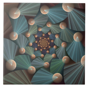 Abstracte fractale kunst met diepbruin leistblauw tegeltje