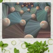 Abstracte fractale kunst met diepbruin leistblauw theedoek (Gevouwen)