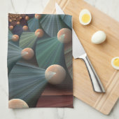 Abstracte fractale kunst met diepbruin leistblauw theedoek (Quarter Fold)