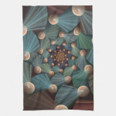 Abstracte fractale kunst met diepbruin leistblauw theedoek (Verticaal)