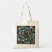 Abstracte fractale kunst met diepbruin leistblauw tote bag (Achterkant)