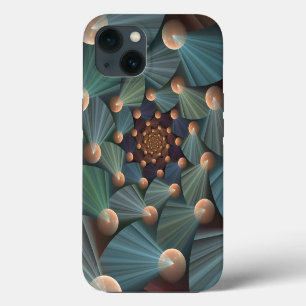 Abstracte Fractale Kunst Met Diepte Bruin Leisteen iPhone 13 Hoesje
