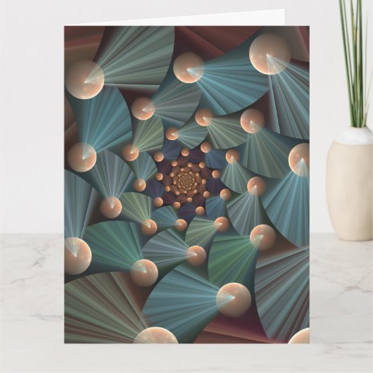 Abstracte fractale kunst met diepte bruine leistee bedankkaart (Voorkant)