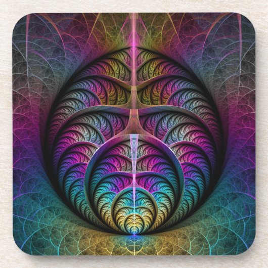 Abstracte fractale kunst met levendige structuur bier onderzetter (Voorkant)