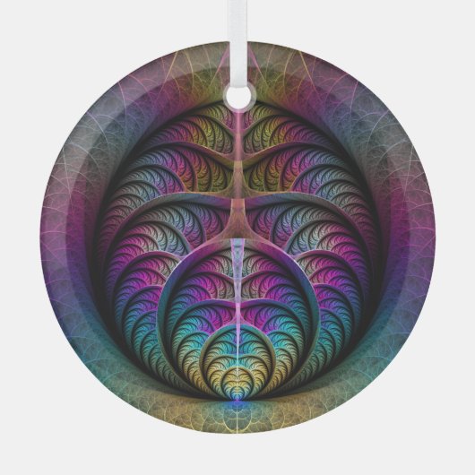 Abstracte fractale kunst met levendige structuur glas ornament (Voorkant)