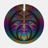 Abstracte fractale kunst met levendige structuur glas ornament (Achterkant)