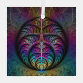 Abstracte fractale kunst met levendige structuur glas ornament (Achterkant)