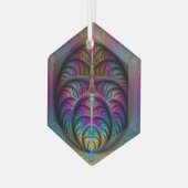 Abstracte fractale kunst met levendige structuur glas ornament (Voorkant links)