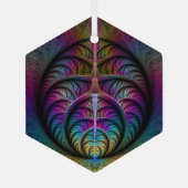 Abstracte fractale kunst met levendige structuur glas ornament (Achterkant)