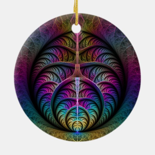 Abstracte fractale kunst met levendige structuur keramisch ornament (Achterkant)