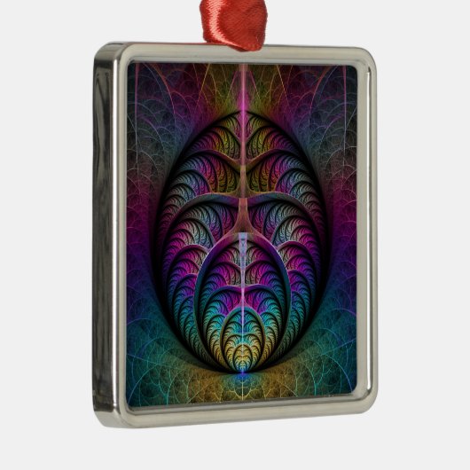 Abstracte fractale kunst met levendige structuur metalen ornament (Rechts)