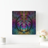 Abstracte fractale kunst met levendige structuur vierkante klok (Huis)