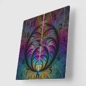 Abstracte fractale kunst met levendige structuur vierkante klok (Hoek)