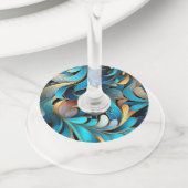 Abstracte fractale patronen wijnglaslabel (Dichtbij)