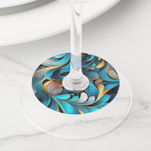 Abstracte fractale patronen wijnglaslabel (Dichtbij)