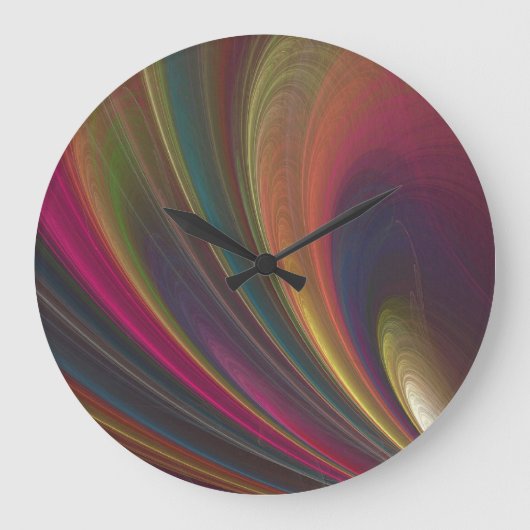 Abstracte Fractale Regenboog Ronde Wandklok (Voorkant)