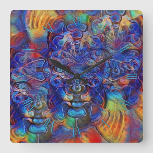 Abstracte fractale vlakken vierkante klok (Voorkant)