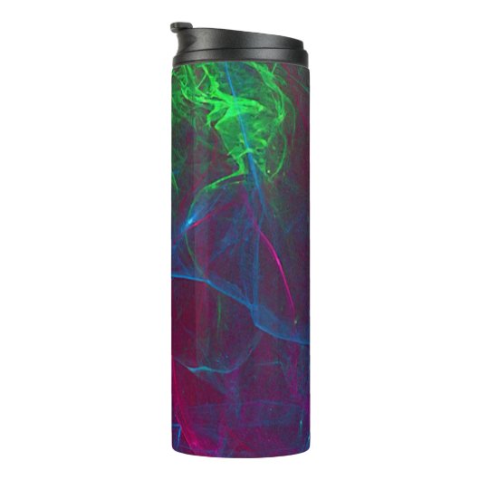 Abstracte Fractale Vlammen Roze Paars Blauw Groen Thermosbeker (Geroteerd rechts)