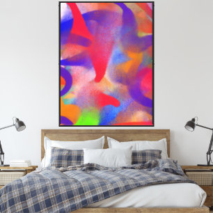 Abstracte framboos verf canvas afdruk
