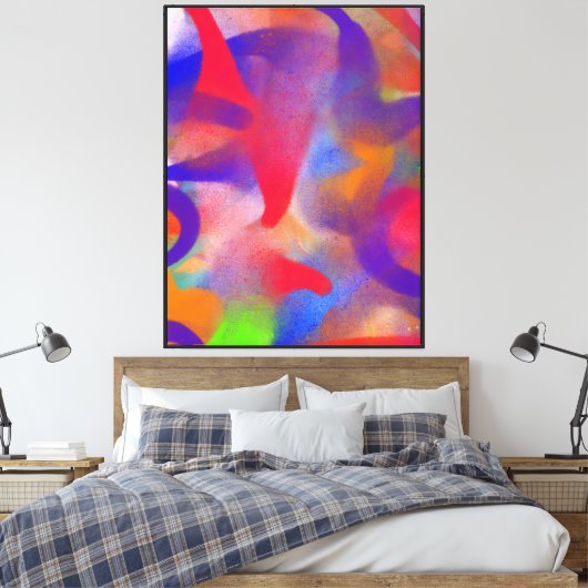 Abstracte framboos verf canvas afdruk (Insitu (Slaapkamer))