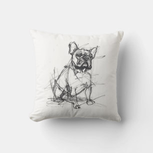 Abstracte Franse Bulldog-schets Kussen