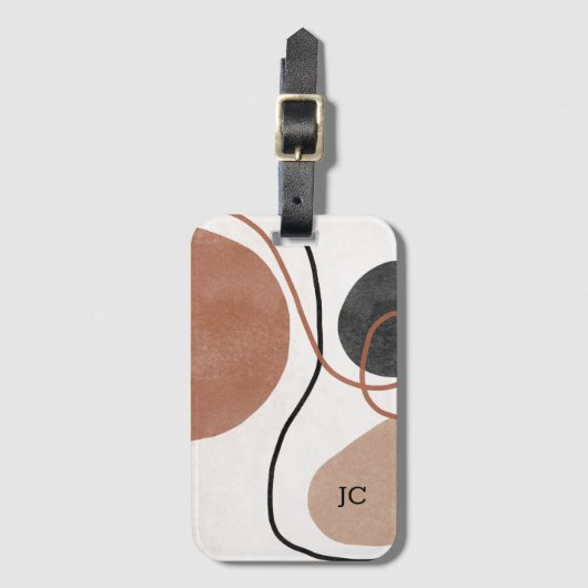 Abstracte Freeform-vormen - bruin en zwart Bagagelabel (Voorkant (verticaal))