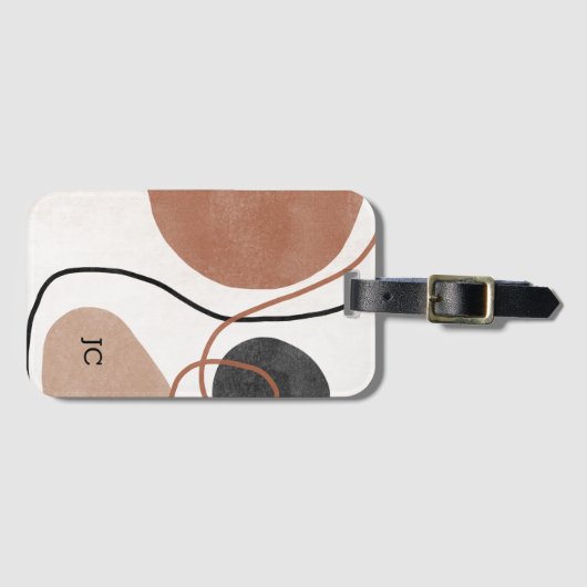 Abstracte Freeform-vormen - bruin en zwart Bagagelabel (Voorkant (horizontaal))