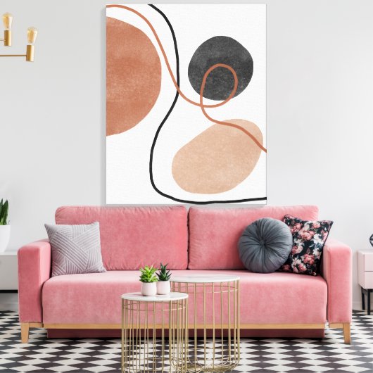 Abstracte Freeform-vormen - bruin en zwart Canvas Afdruk (Insitu (Woonkamer))