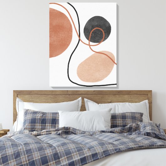 Abstracte Freeform-vormen - bruin en zwart Canvas Afdruk (Insitu (Slaapkamer))