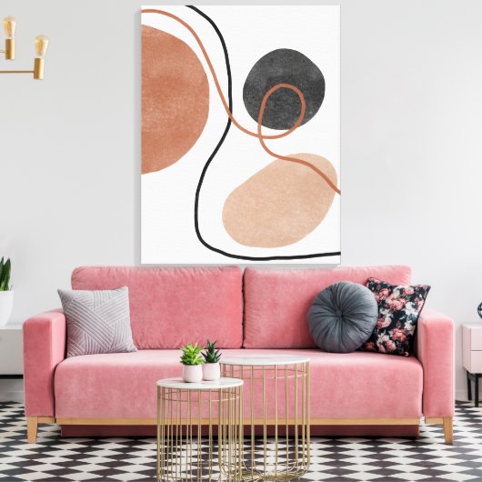 Abstracte Freeform-vormen - bruin en zwart Canvas Afdruk (Insitu (Woonkamer))
