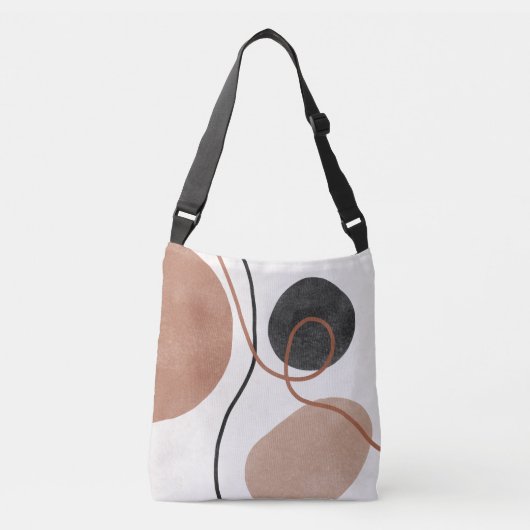 Abstracte Freeform-vormen - bruin en zwart Crossbody Tas (Voorkant)