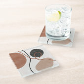 Abstracte Freeform-vormen - bruin en zwart Glazen Onderzetter (Schuin)