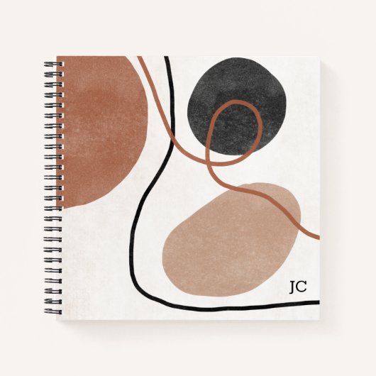 Abstracte Freeform-vormen - bruin en zwart Notitieboek (Voorkant)