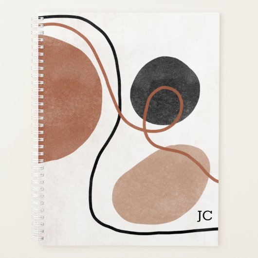 Abstracte Freeform-vormen - bruin en zwart Planner (Voorkant)
