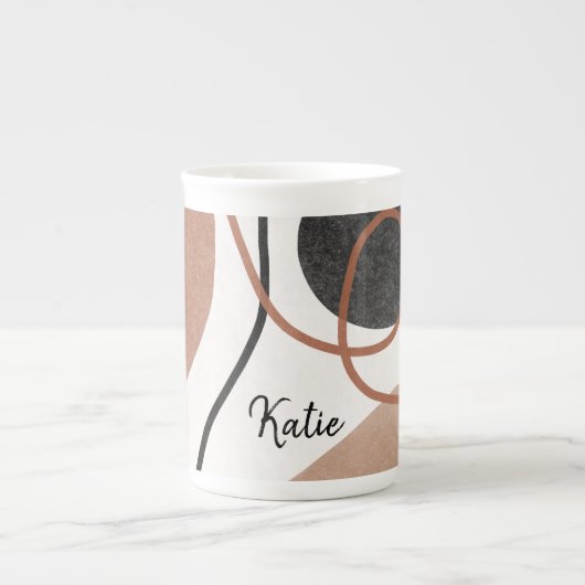 Abstracte Freeform-vormen - bruin en zwart Porselein Kop (Voorkant)