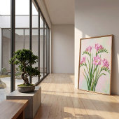 Abstracte Freesia Muurkunst - Roze Kleurenschema - Poster