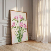 Abstracte Freesia Muurkunst - Roze Kleurenschema - Poster