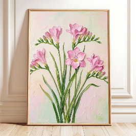 Abstracte Freesia Muurkunst - Roze Kleurenschema - Poster