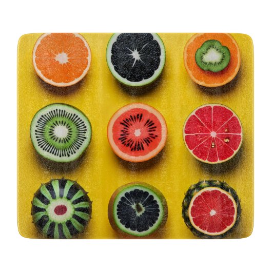 Abstracte fruitkleuren snijplank (Voorkant)