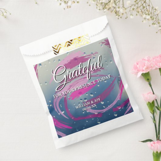 Abstracte Fuchsia en roze penseelstreek dankbaar Bedankzakje (Gezegeld)