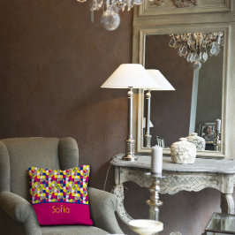 Abstracte fuchsia geometrisch patroon werpt kussen