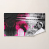 Abstracte Fuchsia, grijze en zwarte graan fotokuns Bad Handdoek (Handdoek)