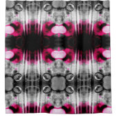 Abstracte Fuchsia, grijze en zwarte graan fotokuns Douchegordijn (Voorkant)
